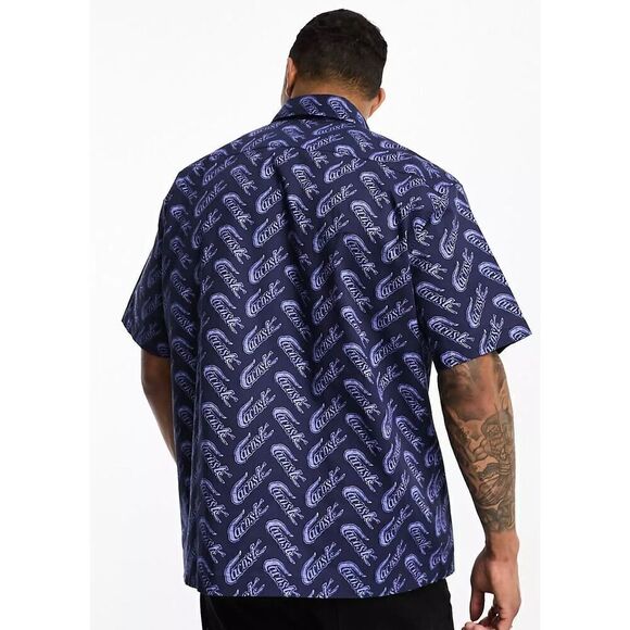 Lacoste NWT Men's Allover Logo Print Short Sleeve Shirt 100% Cotton Large - Picture 5 of 6